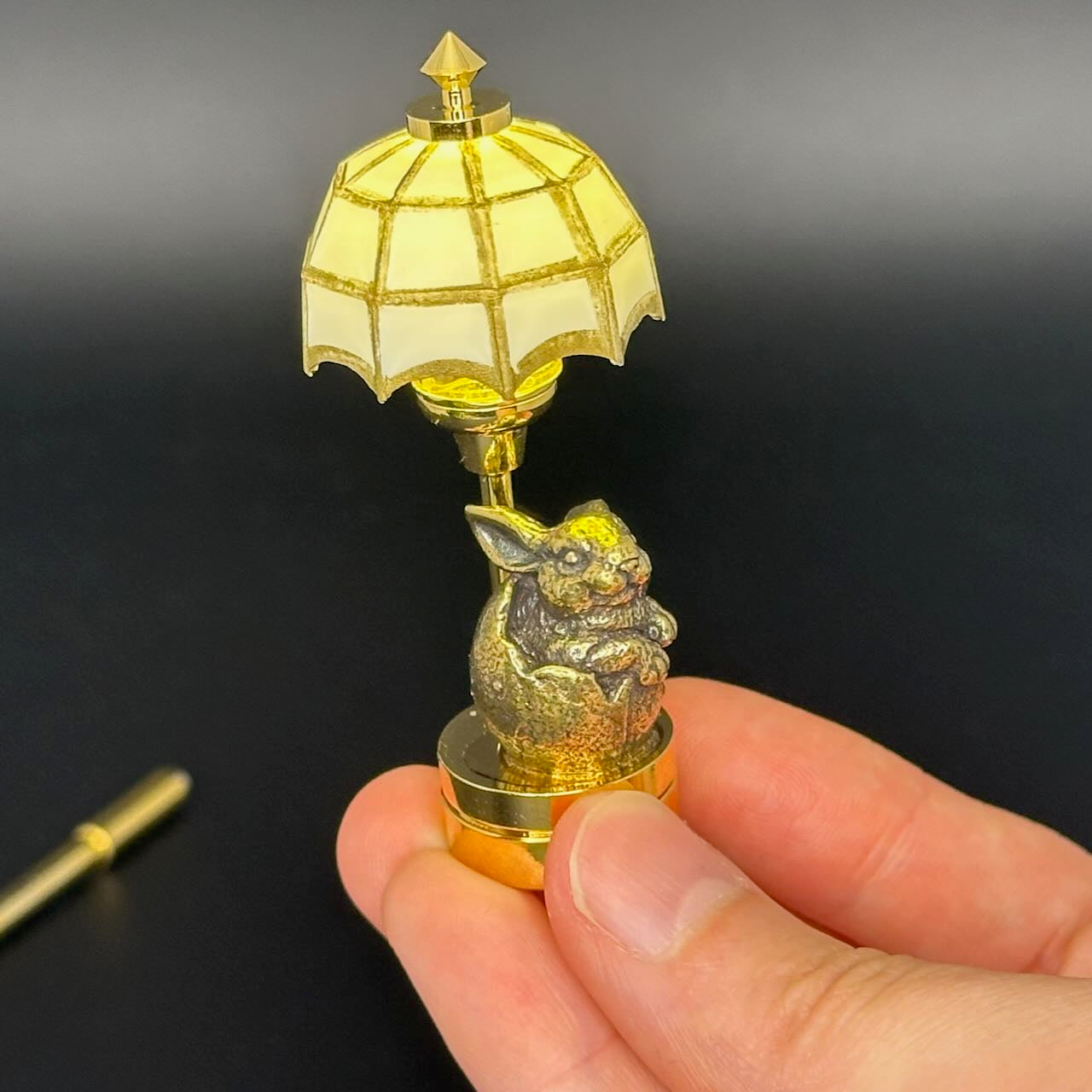 Easter egg Bunny Miniature Touchless operation with Wand  1:12 table lamp LED light for Dollhouse