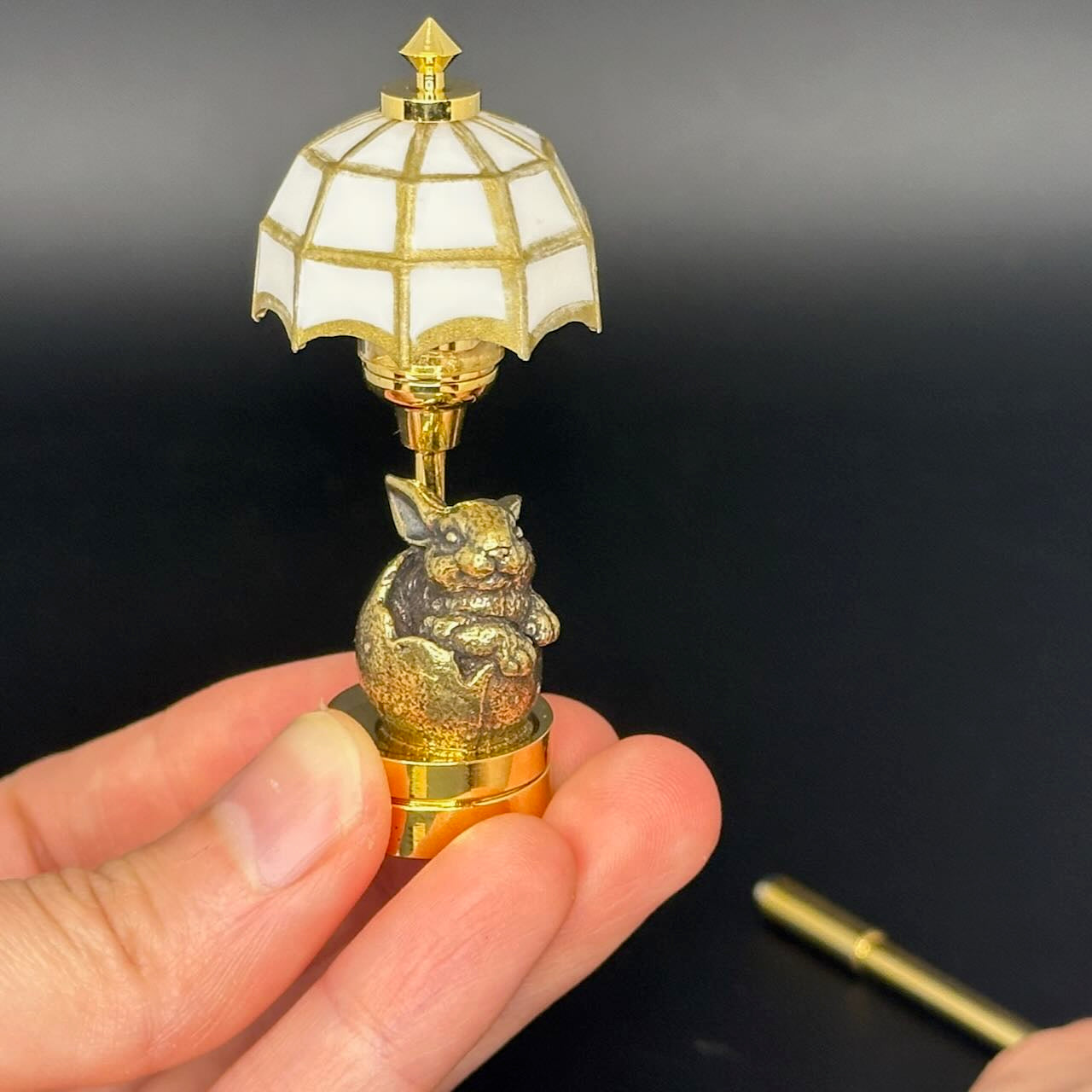 Easter egg Bunny Miniature Touchless operation with Wand  1:12 table lamp LED light for Dollhouse