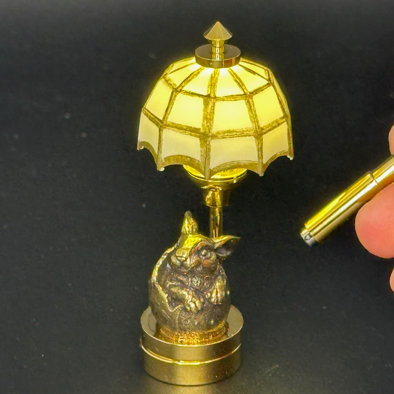 Easter egg Bunny Miniature Touchless operation with Wand  1:12 table lamp LED light for Dollhouse
