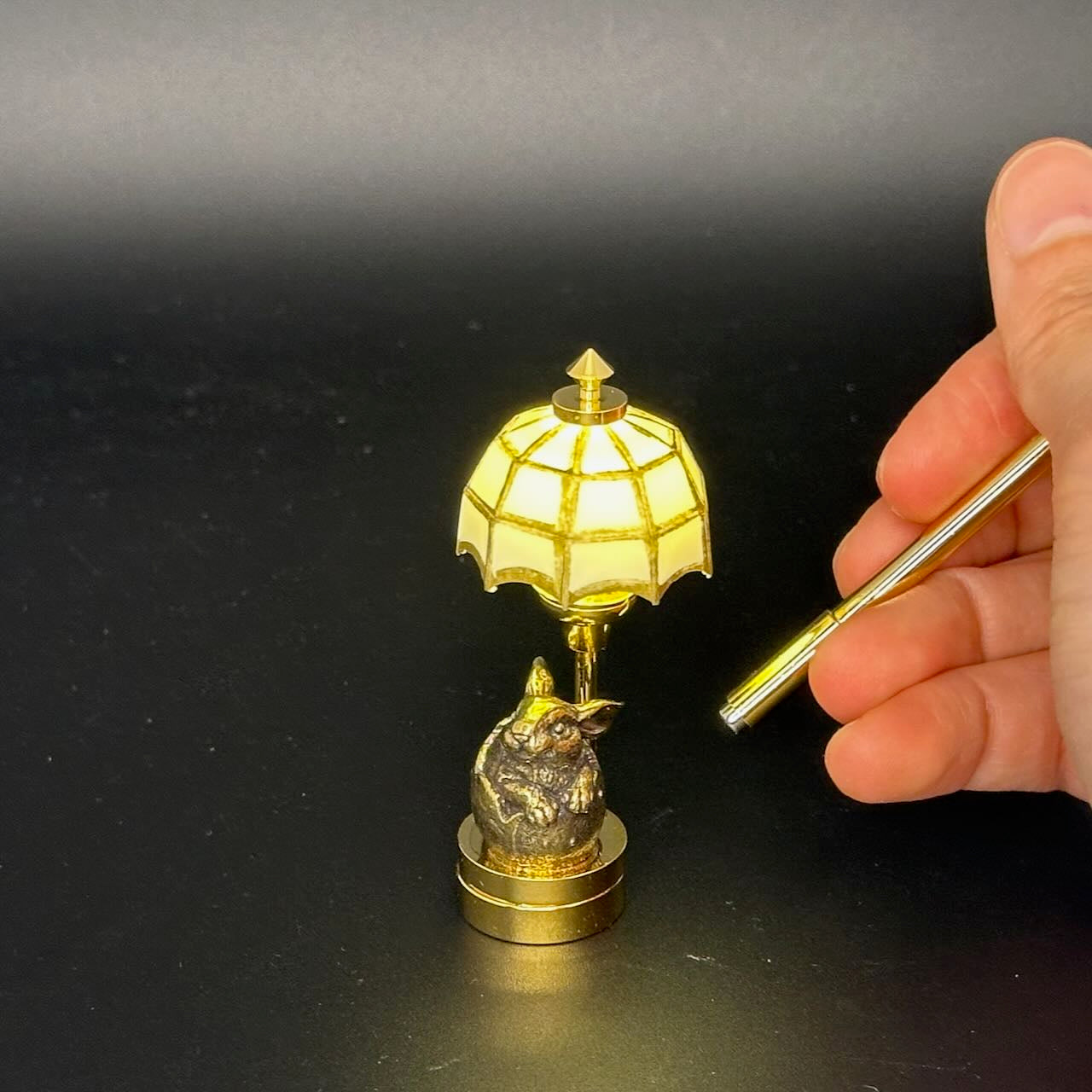 Easter egg Bunny Miniature Touchless operation with Wand  1:12 table lamp LED light for Dollhouse