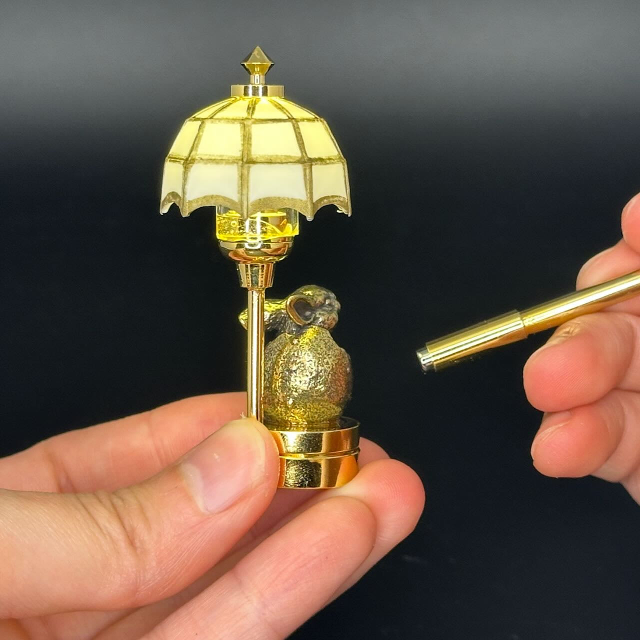 Easter egg Bunny Miniature Touchless operation with Wand  1:12 table lamp LED light for Dollhouse