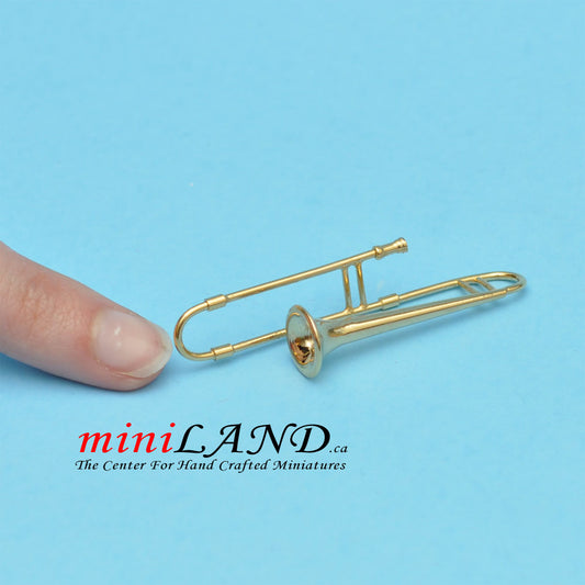 Miniature trombone instrument  for Dollhouse 2-1/4" long