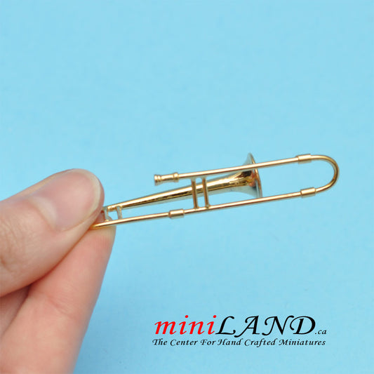 Miniature trombone instrument  for Dollhouse 2-1/4" long