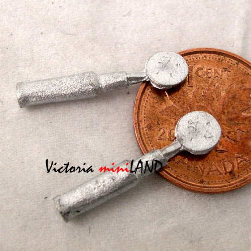 PIZZA CUTTER 2 PCS 7/8"L unfinished DIY metal miniature for dollhouse - Do it yourself