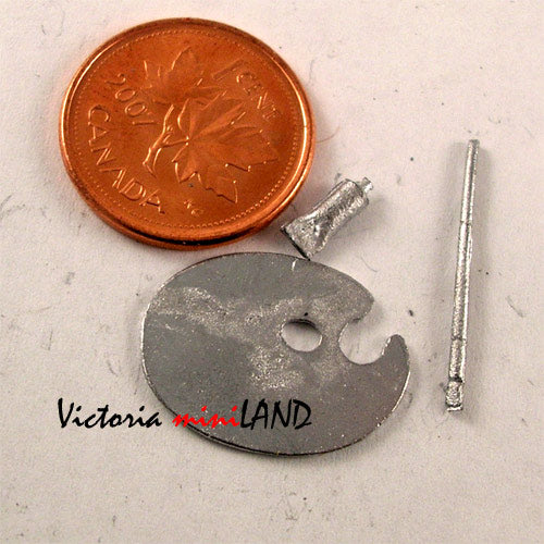 PLAETTE, PINSEL, ROHR 3/4"L unfertige DIY Metallminiatur für Puppenhaus - Do it yourself