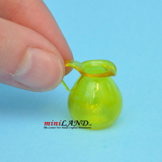 Glass pitcher for dollhouse miniature yellow 1:12 scale