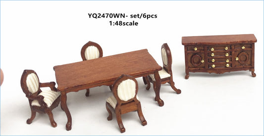1:48 1/4" Viertelmaßstab Viktorianisches Wohnzimmer Set 4Stk Top Qualität Nussbaum Puppenhaus Miniatur Q6770 WN