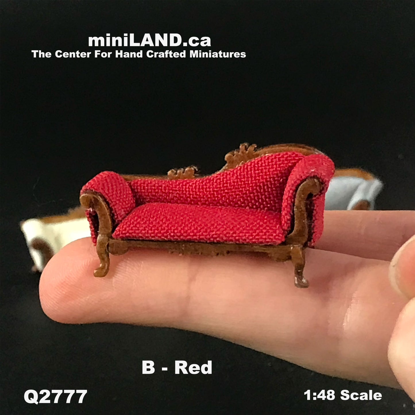 1:48 1/4" quarter scale chaise lounge sofa RED Top quality walnut for dollhouse miniature Q2777WN-B