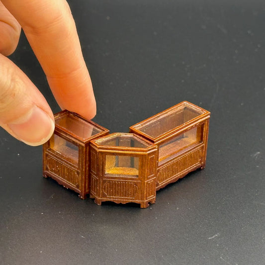 1:48 1/4" quarter scale store shop counters units 3pcs Walnut - Top Quality Q3810 ABC Walnut