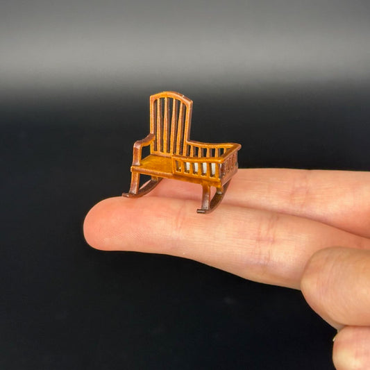 1:48 1/4" quarter scale Miniature Wooden Rocking Crib Chair  – Rare Handcrafted Nursery Display Piece