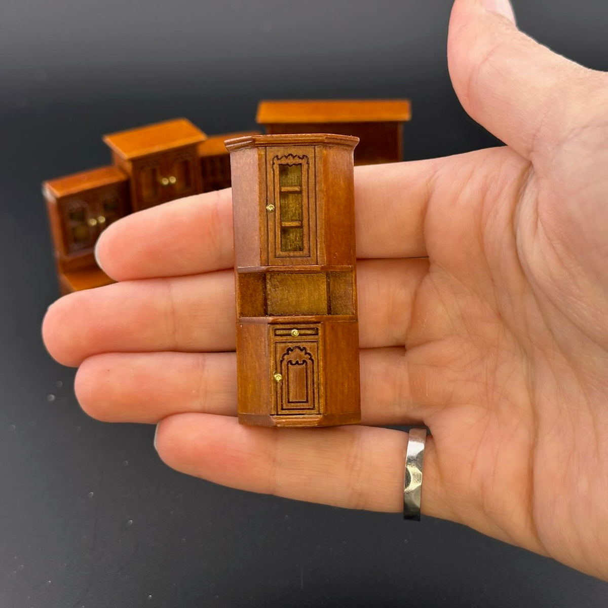 1:48 1/4" quarter scale Victorian kitchen room set 8pcs Top quality Walnut dollhouse miniature (Copy)