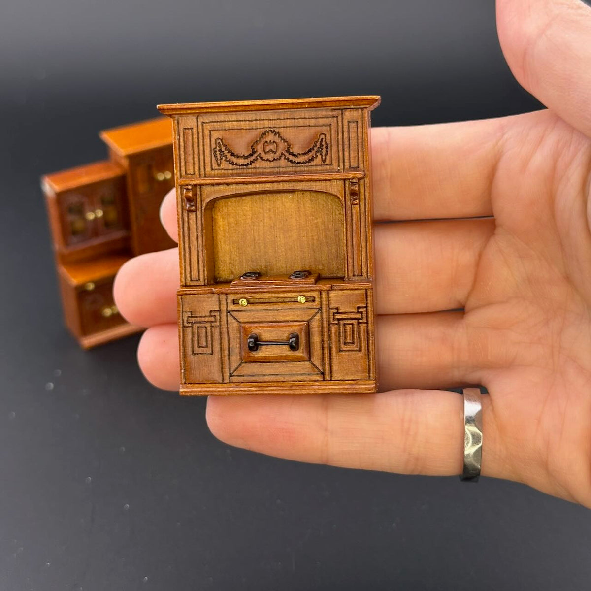 1:48 1/4" quarter scale Victorian kitchen room set 8pcs Top quality Walnut dollhouse miniature (Copy)