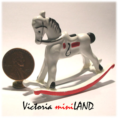 Rocking horse toy for dollhouse miniature 1:12 scale metal
