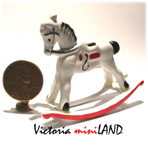 Rocking horse toy for dollhouse miniature 1:12 scale metal
