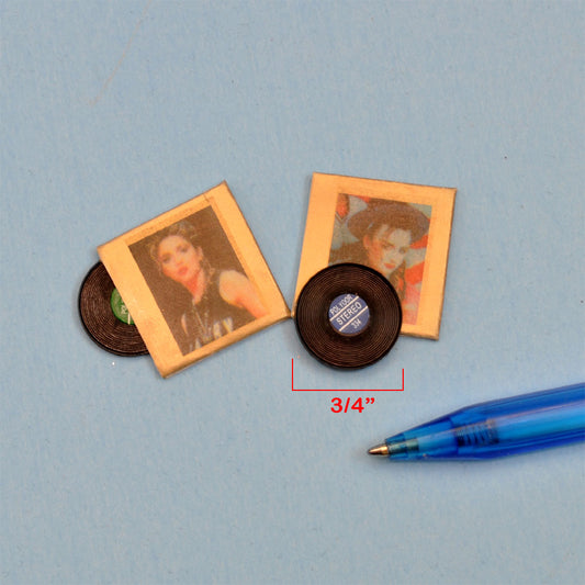 Schallplatten für 1:12 Puppenhaus Miniatur 2 Stück Musik