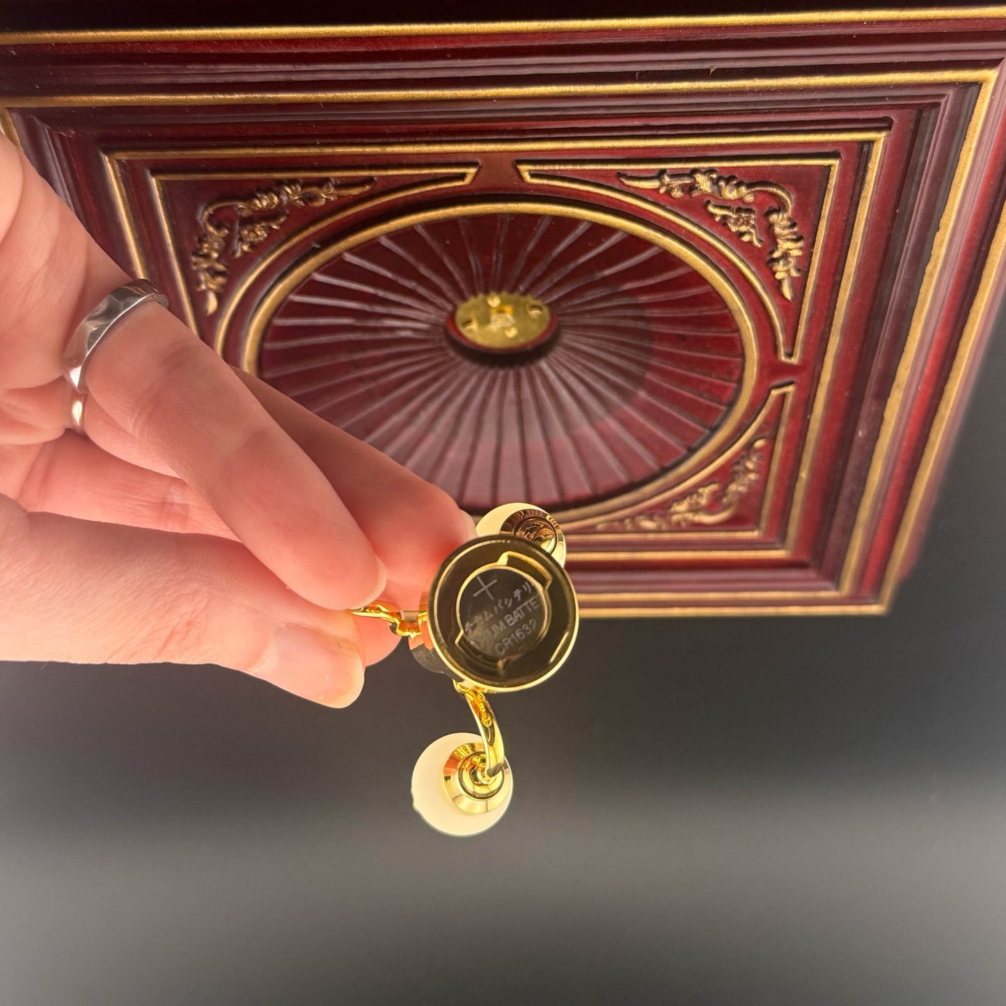 Miniature brass lamp Touchless operation with wand Frosted tulips 3-arms chandelier LED  light 1:12 scale for dollhouse No-touch No-Switch