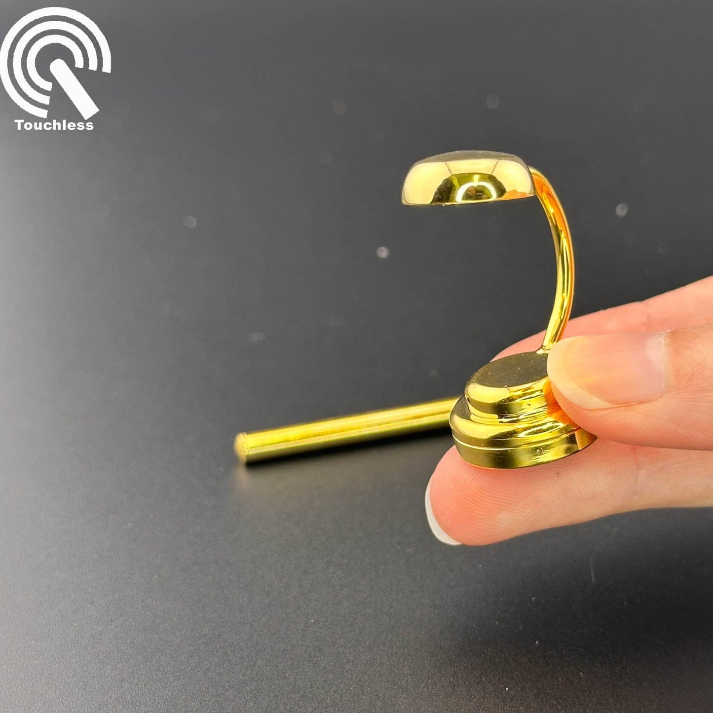 Miniature Touchless operation with Wand 1:12 desk Brass gold table light Dollhouse No-touch No-Switch Stick Tabletop