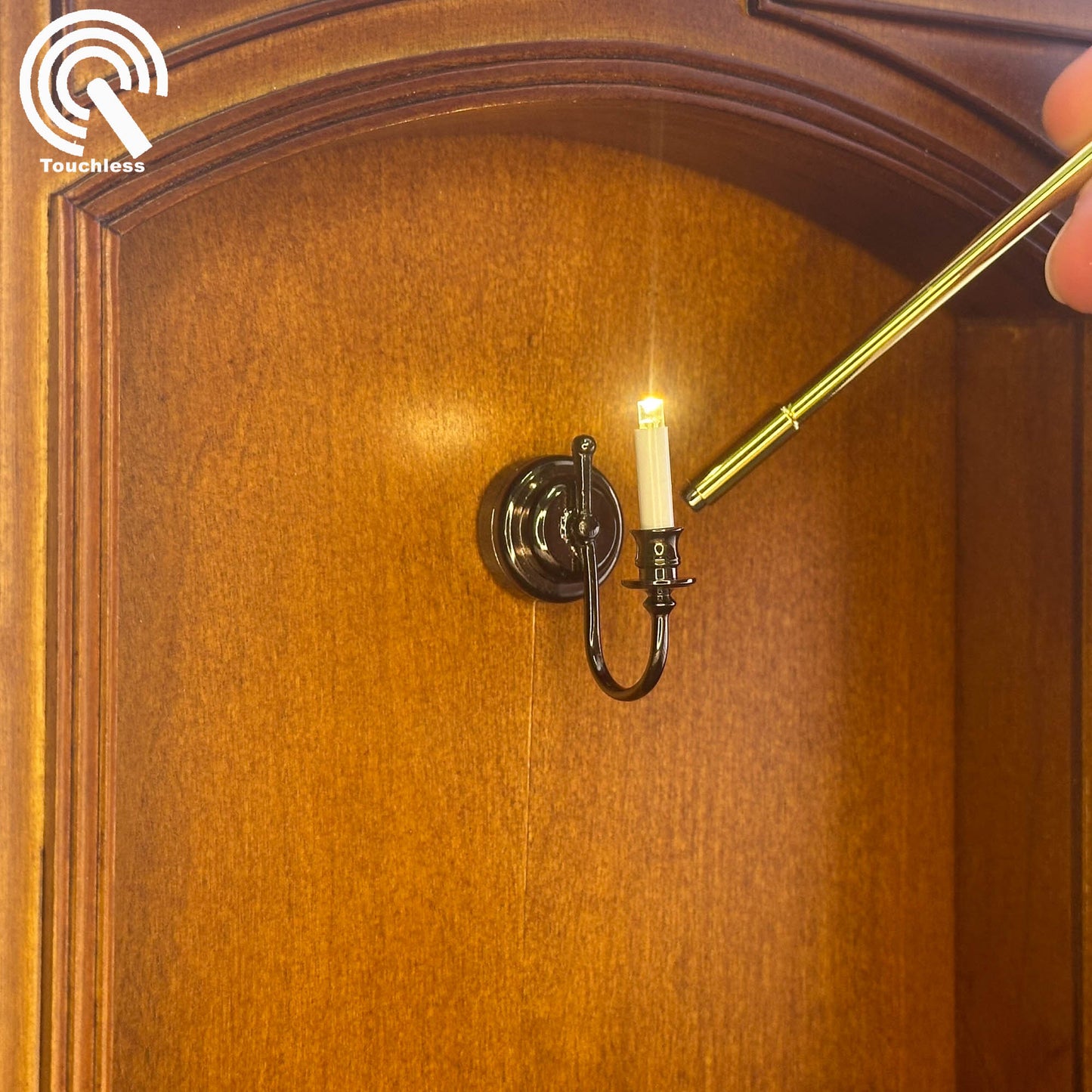 Miniature Touchless operation with Wand 1:12 BLACK Wall sconce candle lamp LED light Dollhouse No-touch No-Switch Stick Fairy Magic (Copy)