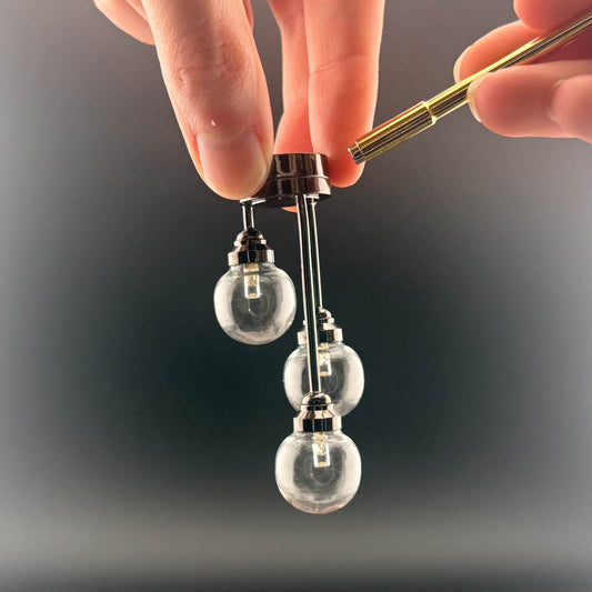 Miniature Black lamp Touchless operation with wand clear globes 3-arms chandelier LED  light 1:12 scale for dollhouse No-touch No-Switch