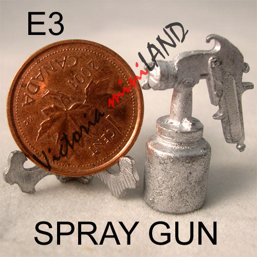 Pistolet pulvérisateur miniature en métal non fini de 2,5 cm de hauteur pour maison de poupée - Faites-le vous-même