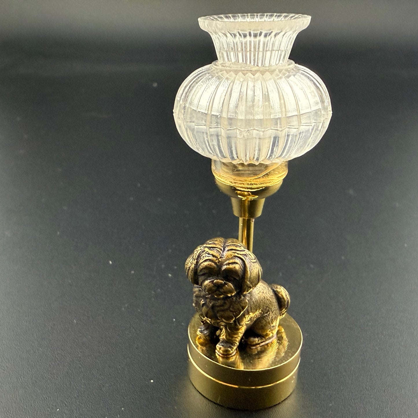 Shih Tzu Dog Miniature Touchless operation with Wand  1:12 table lamp LED for Dollhouse table light solid brass