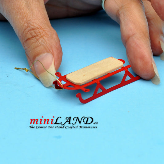 Red Sledge Dollhouse miniature 1:12 Christmas