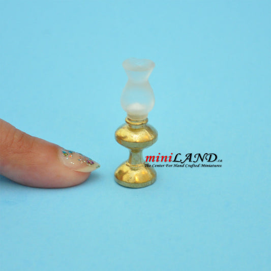 Gold side table oil lamp dollhouse miniature 1:12 scale