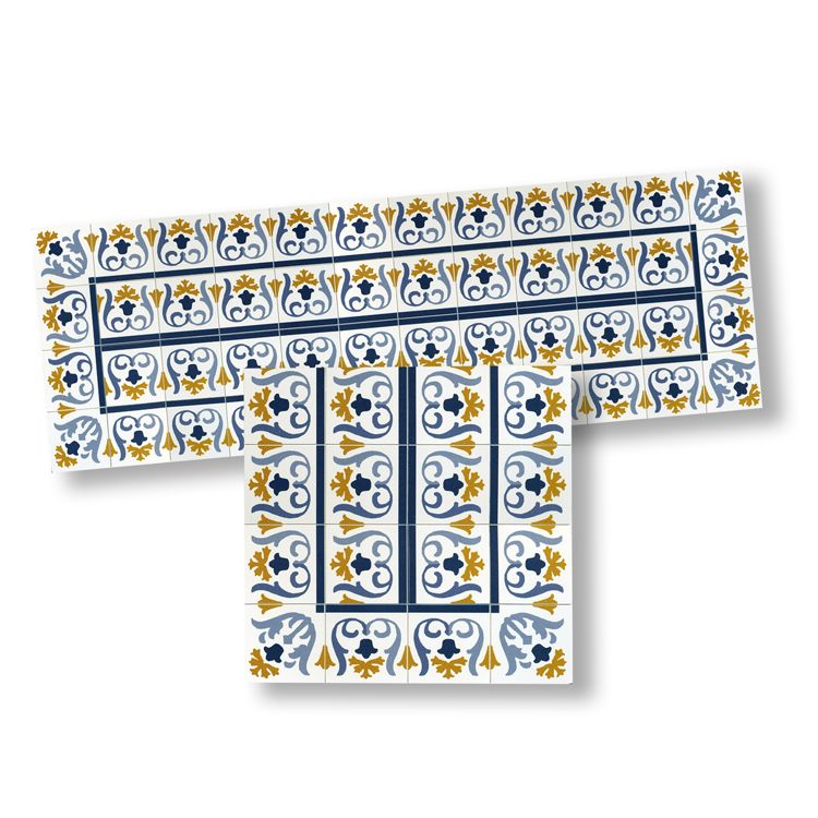 Dollhouse Miniature Floor  Boarder – Elegant Blue and Gold Pattern 1:12