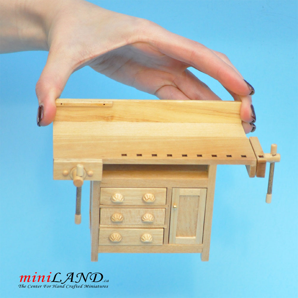 French Country Carpenter's Workbench 1:12 scale for dollhouse miniatures Unfinished