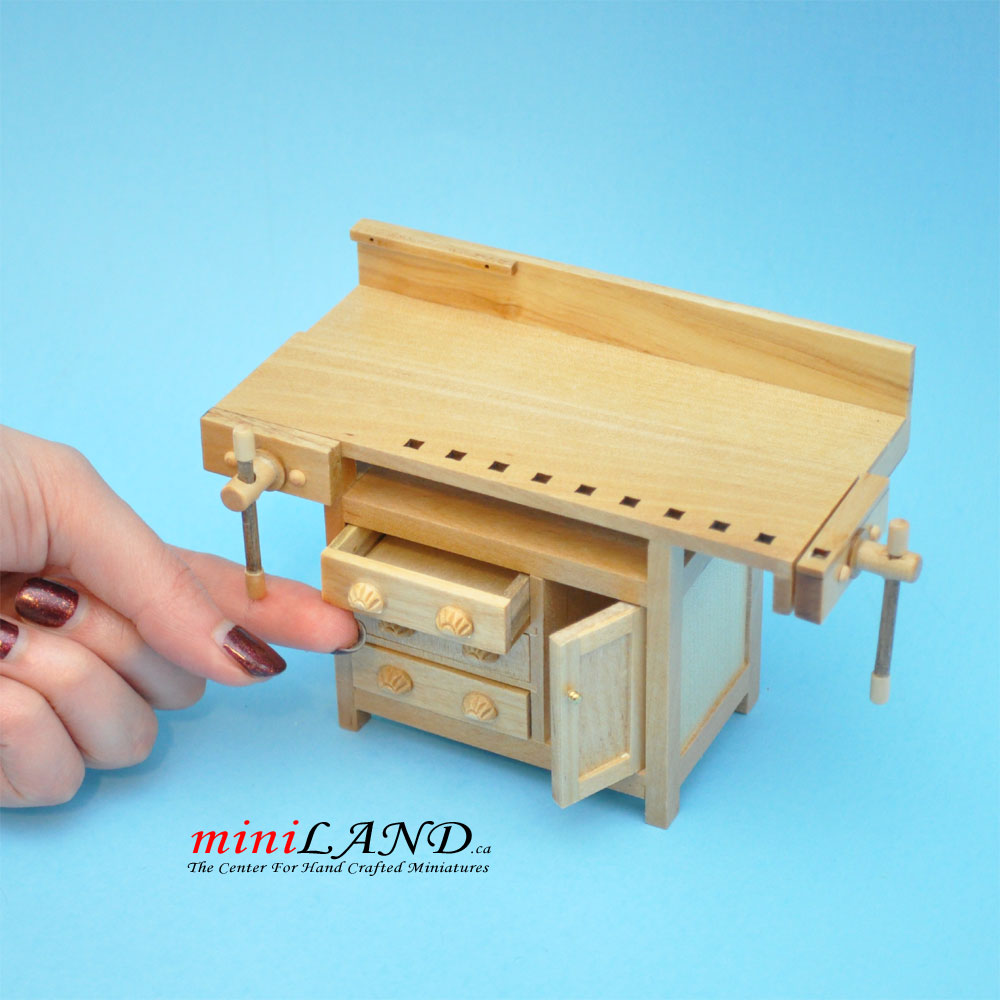 French Country Carpenter's Workbench 1:12 scale for dollhouse miniatures Unfinished