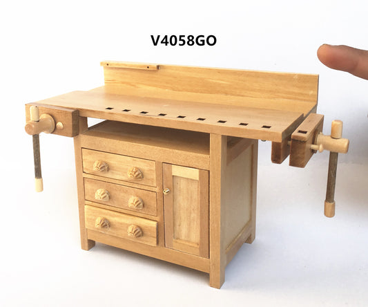French Country Carpenter's Workbench 1:12 scale for dollhouse miniatures Unfinished