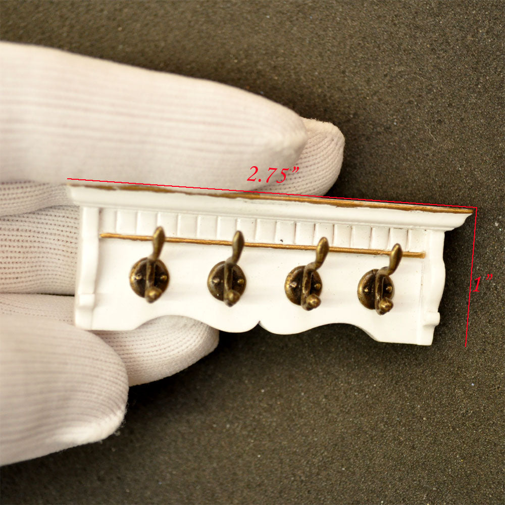 Viktorianische Garderobe aus Mahagoniholz ​​mit Metallbügeln für Puppenhausminiaturen im Maßstab 1:12
