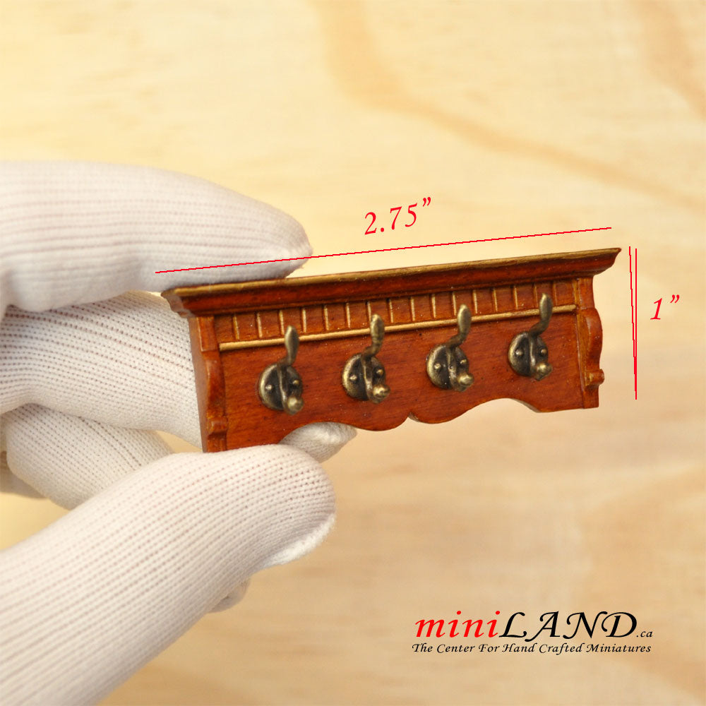 Victorian Wooden WALNUT Coat rack metal hangers for 1:12 dollhouse miniature (Copy) (Copy)