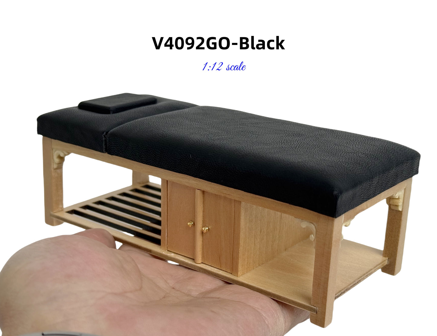 Miniature 1:12 Scale Massage/ Treatment Bed for Dollhouses Black