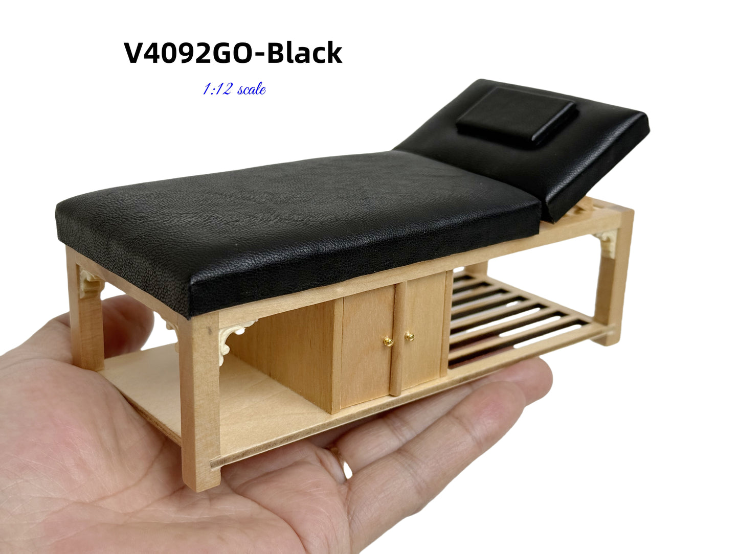 Miniature 1:12 Scale Massage/ Treatment Bed for Dollhouses Black