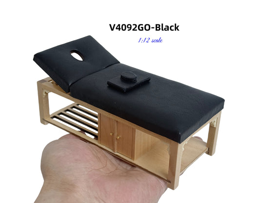 Miniature 1:12 Scale Massage/ Treatment Bed for Dollhouses Black