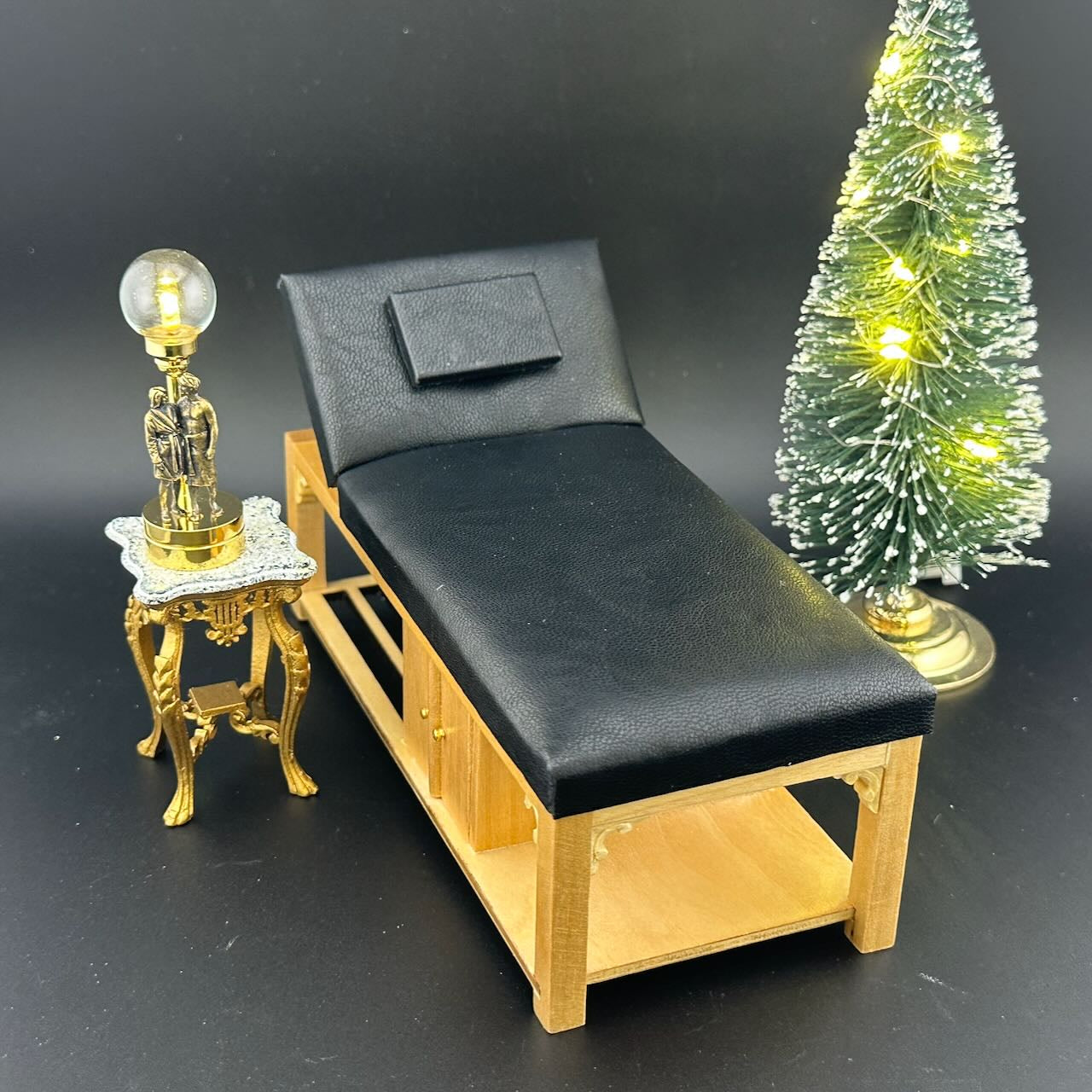 Miniature 1:12 Scale Massage/ Treatment Bed for Dollhouses Black