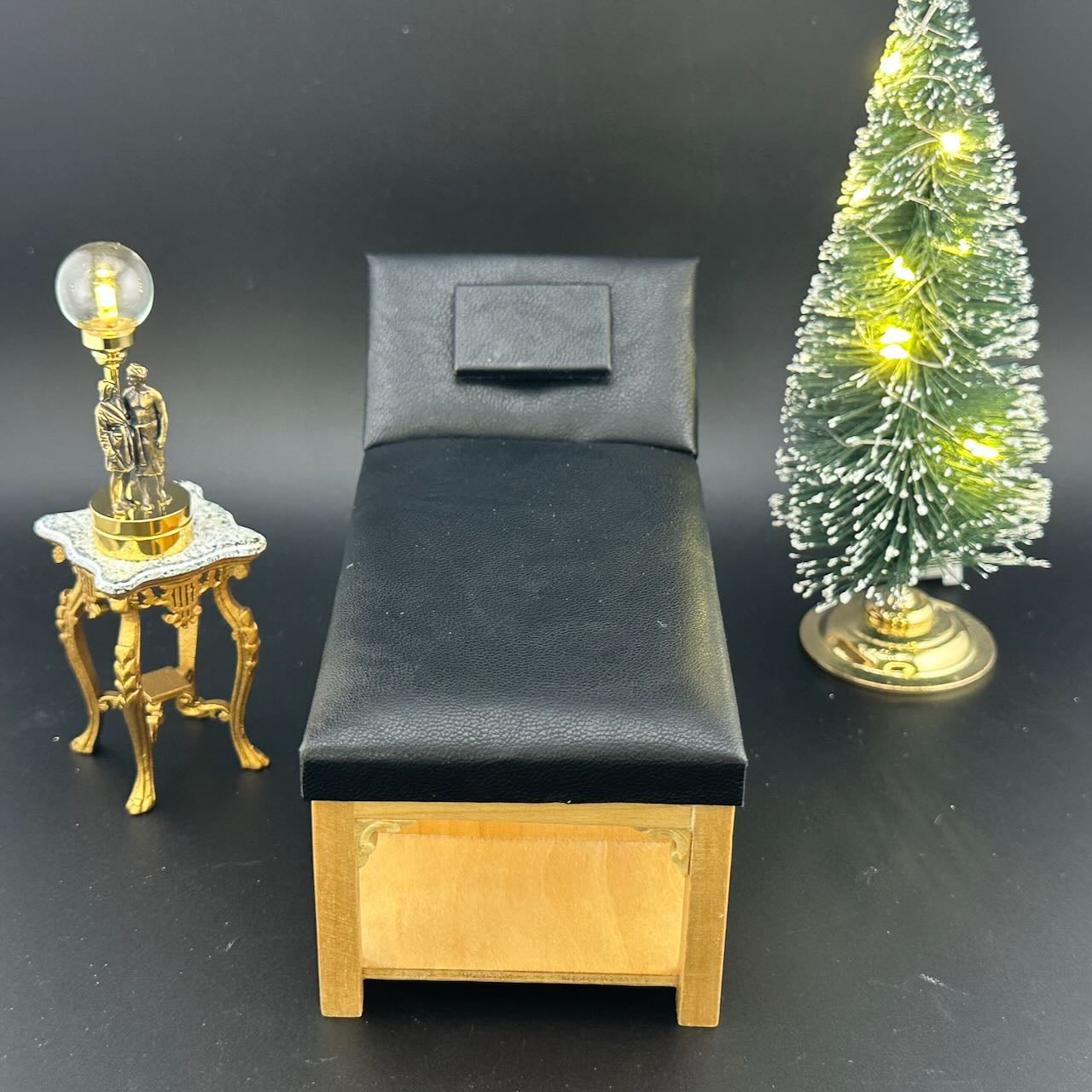 Miniature 1:12 Scale Massage/ Treatment Bed for Dollhouses Black