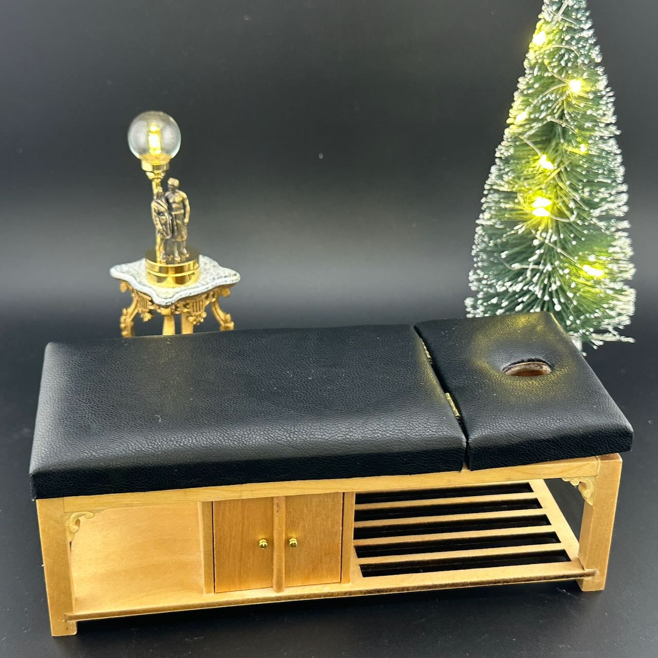 Miniature 1:12 Scale Massage/ Treatment Bed for Dollhouses Black