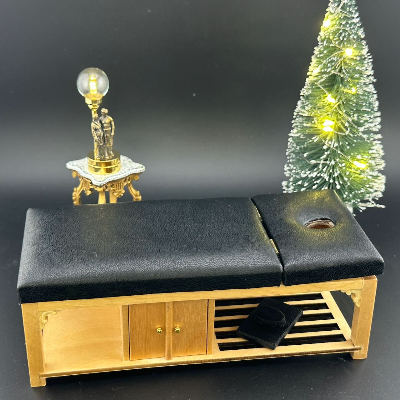 Miniature 1:12 Scale Massage/ Treatment Bed for Dollhouses Black
