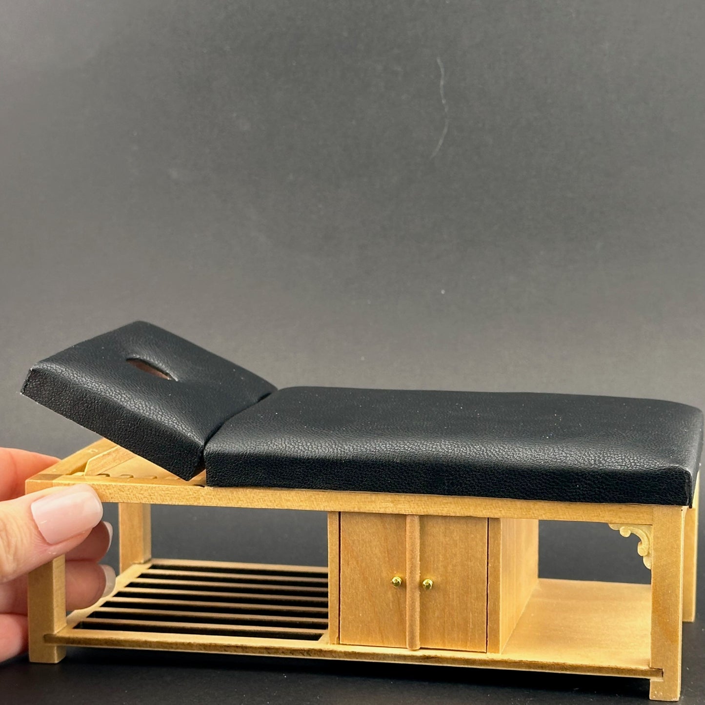 Miniature 1:12 Scale Massage/ Treatment Bed for Dollhouses Black