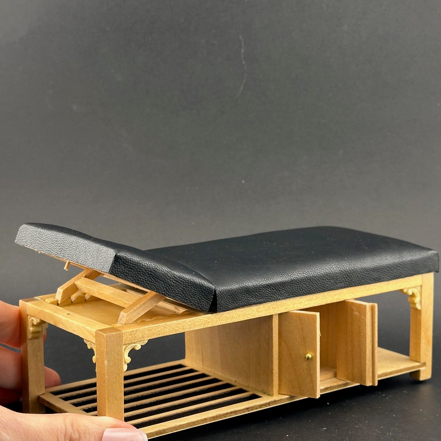 Miniature 1:12 Scale Massage/ Treatment Bed for Dollhouses Black
