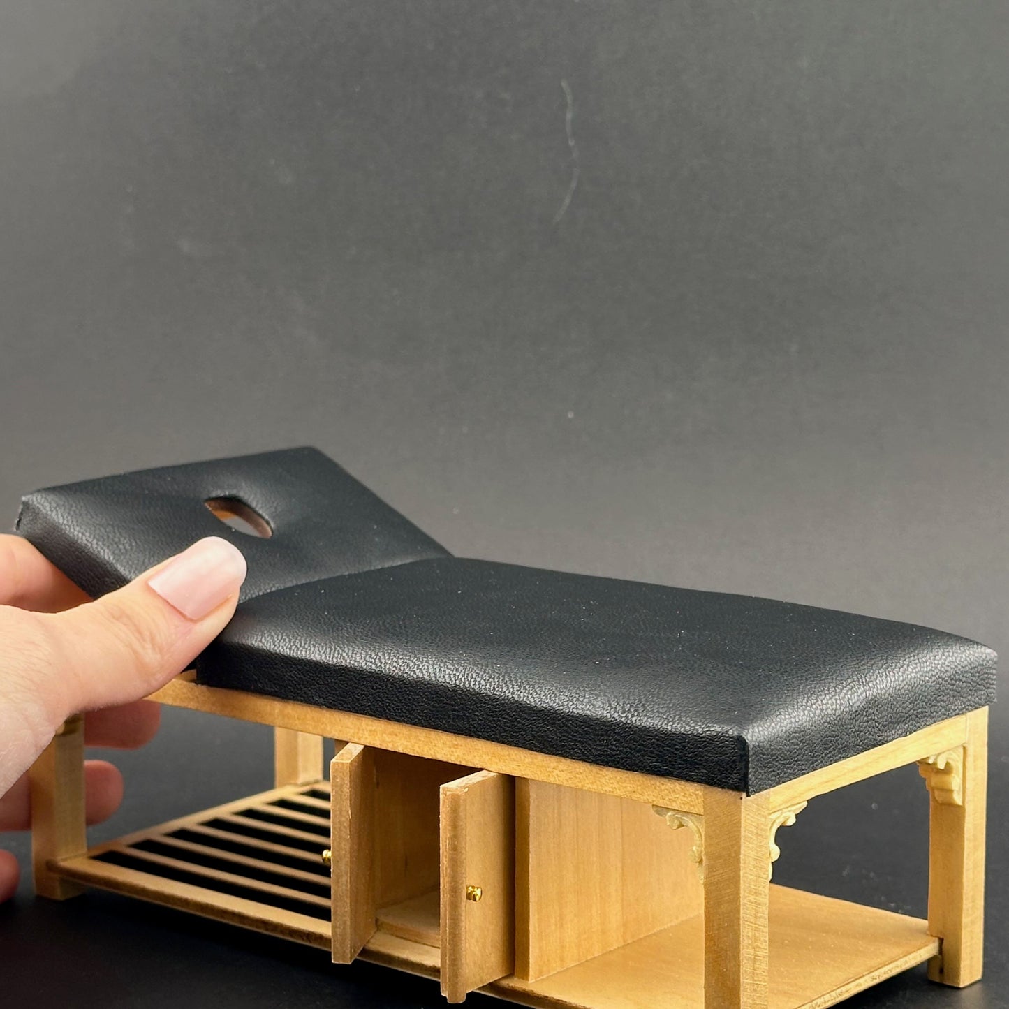 Miniature 1:12 Scale Massage/ Treatment Bed for Dollhouses Black