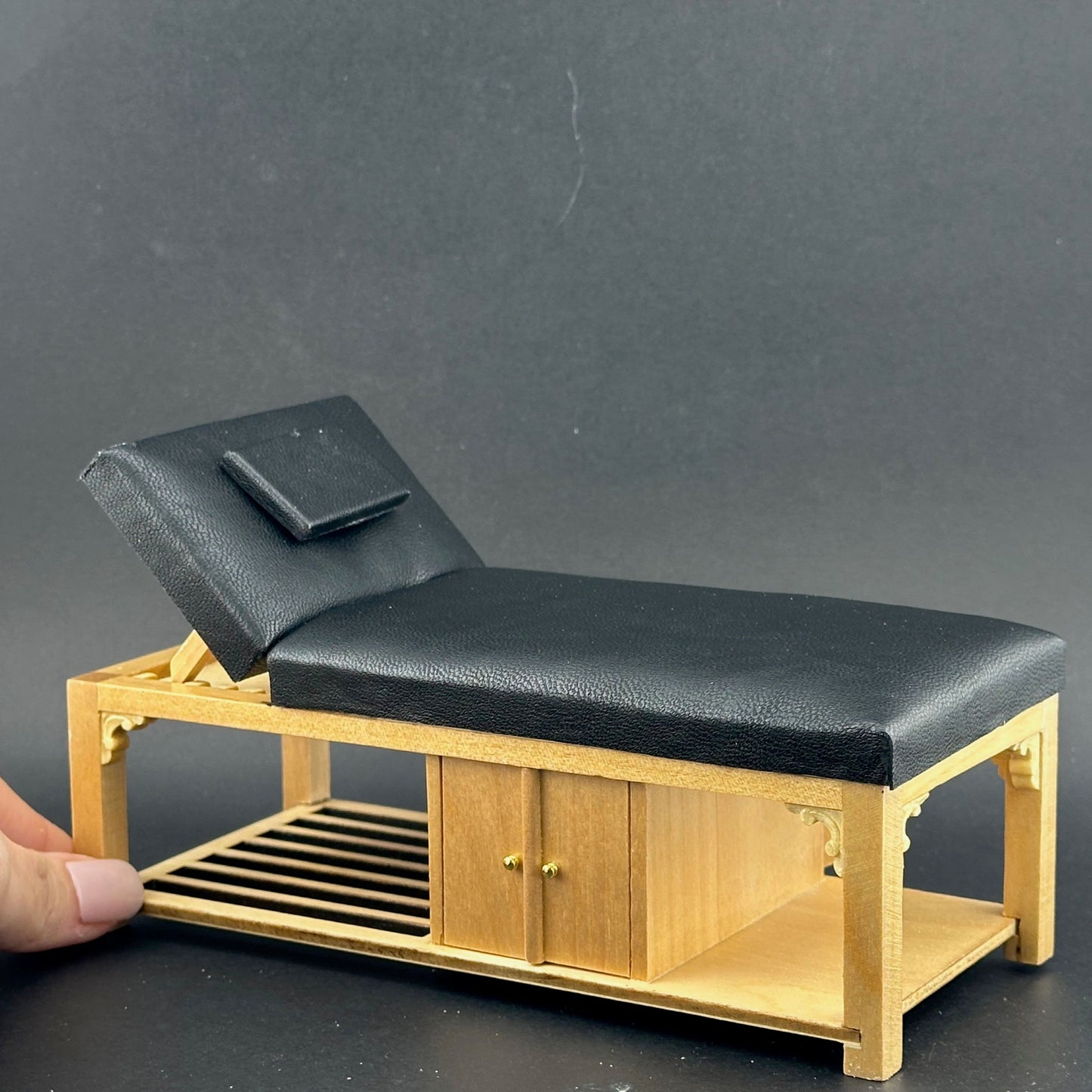 Miniature 1:12 Scale Massage/ Treatment Bed for Dollhouses Black