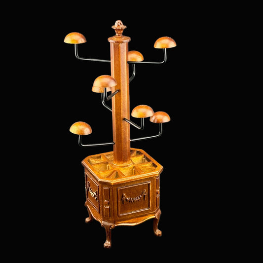Victorian hats scarves and gloves display rack stand 6"H dollhouse miniature 1:12 scale walnut 0659-4
