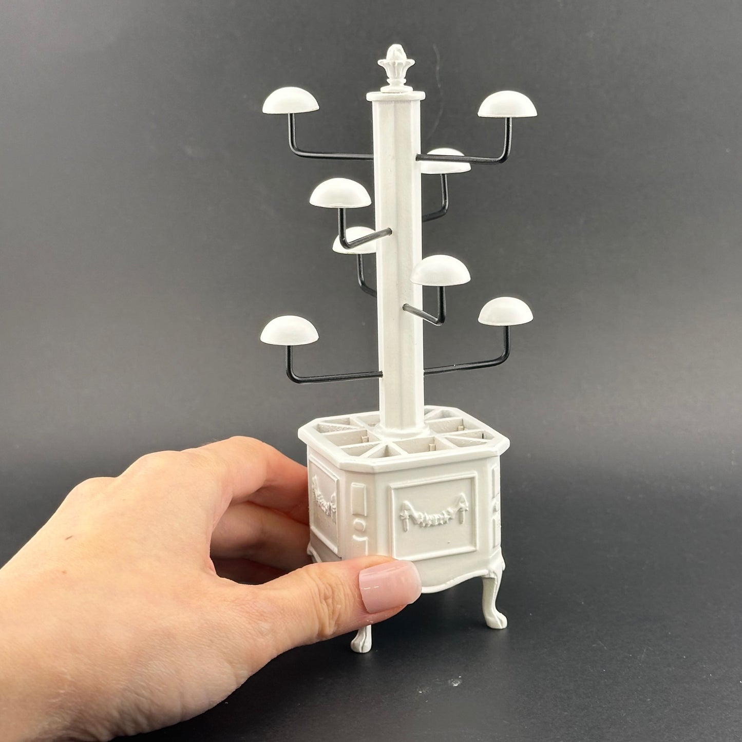 Victorian hats scarves and gloves display rack stand dollhouse miniature 1:12 scale White