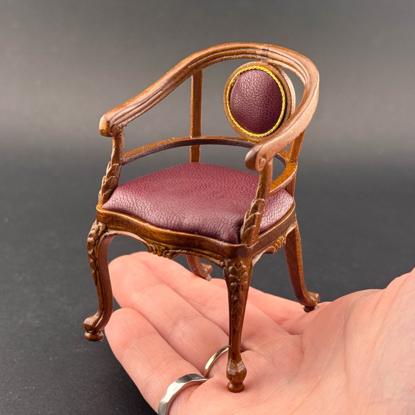 Victorian Captain’s Desk + chair set Quality walnut office Leather top 1:12 scale for Dollhouse miniature