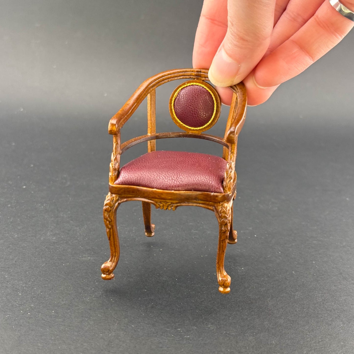 Victorian Captain’s Desk + chair set Quality walnut office Leather top 1:12 scale for Dollhouse miniature