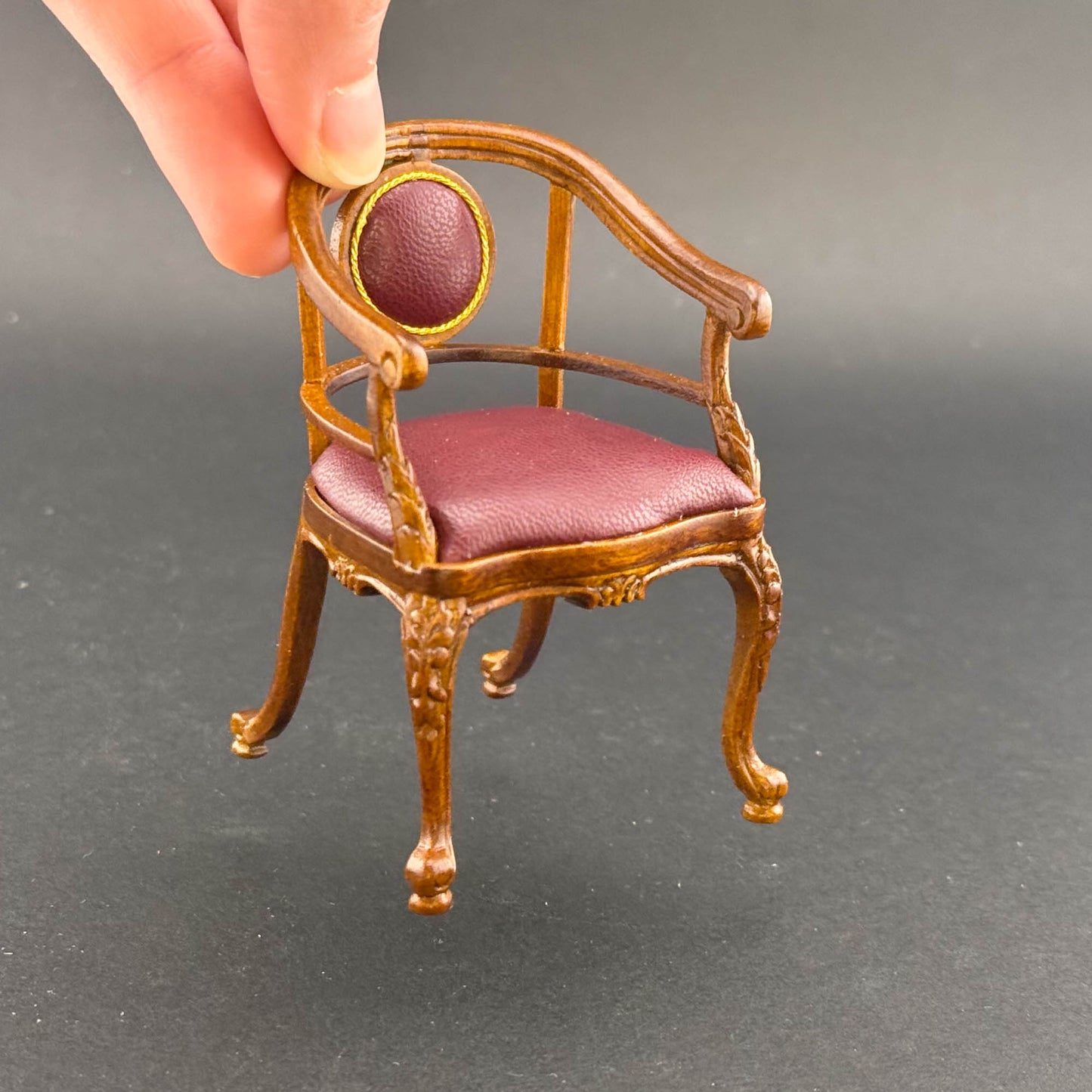 Victorian Captain’s Desk + chair set Quality walnut office Leather top 1:12 scale for Dollhouse miniature
