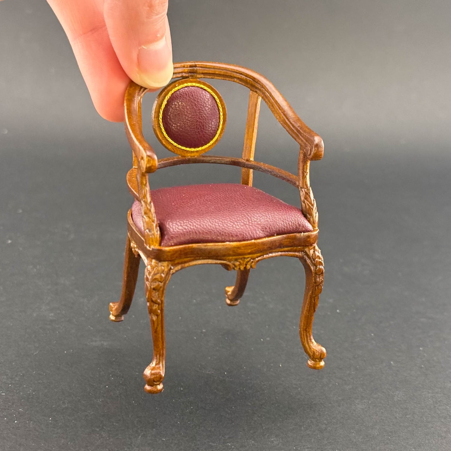 Victorian Captain’s Desk + chair set Quality walnut office Leather top 1:12 scale for Dollhouse miniature